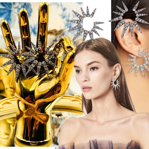 🆕 OSCAR DE LA RENTA 🧿 NWOT Sea Urchin Crystal Earrings - Picture 1 of 16